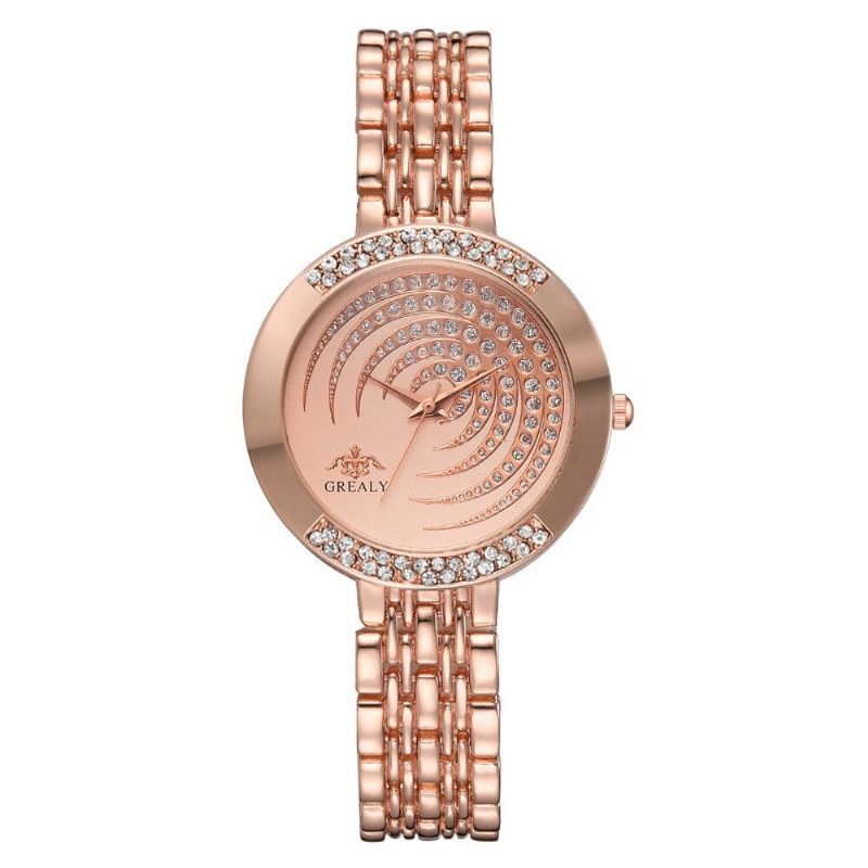 Crystal Simple Dial Ladies Dress Reloj De Cuarzo De Acero Completo Para Mujer