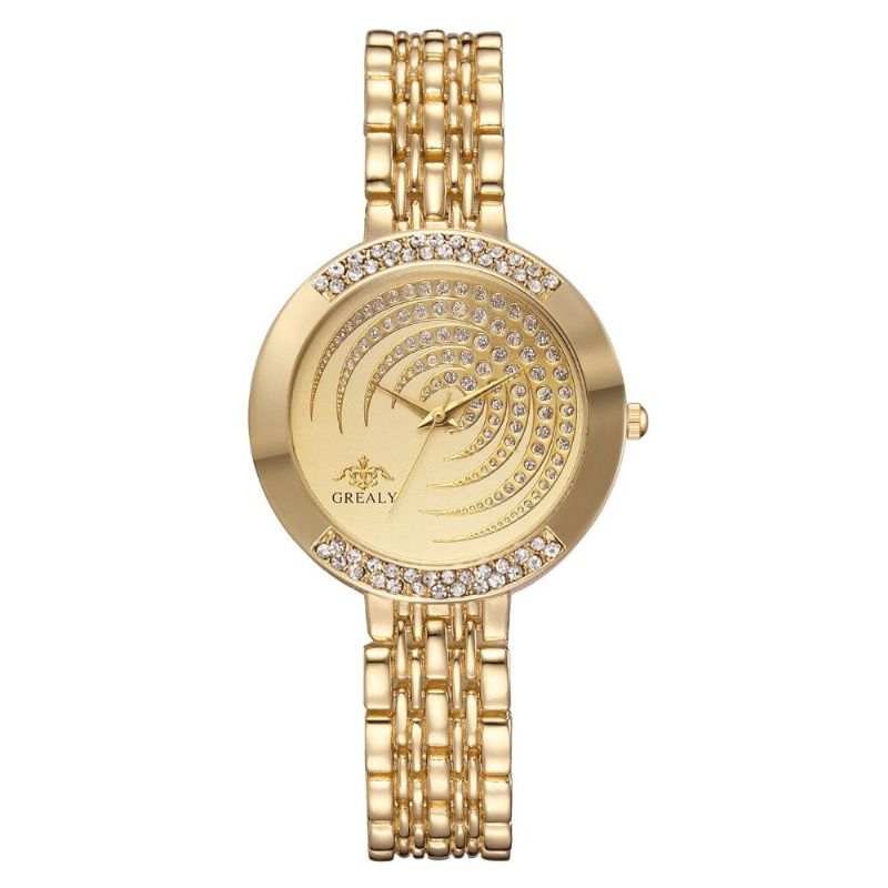 Crystal Simple Dial Ladies Dress Reloj De Cuarzo De Acero Completo Para Mujer