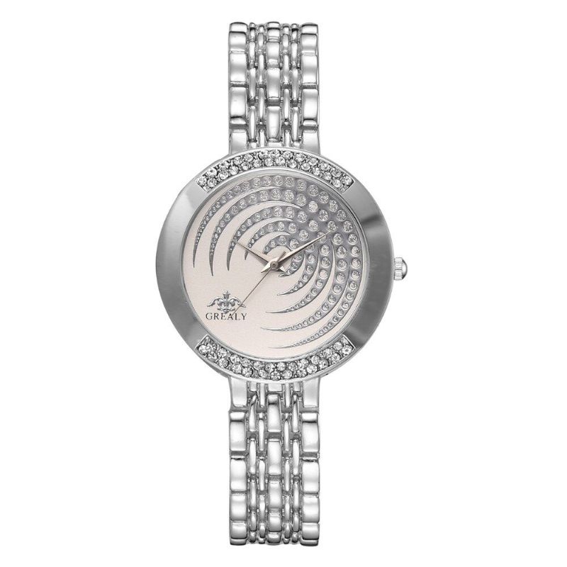 Crystal Simple Dial Ladies Dress Reloj De Cuarzo De Acero Completo Para Mujer