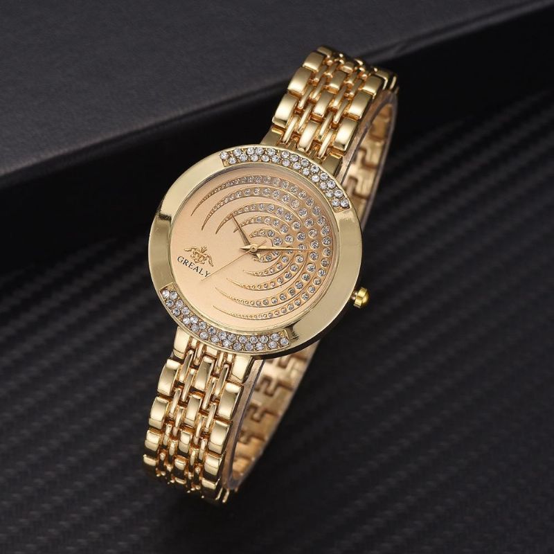 Crystal Simple Dial Ladies Dress Reloj De Cuarzo De Acero Completo Para Mujer