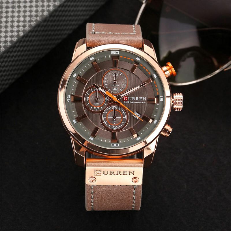 Curren 8291 Reloj De Pulsera De Cuarzo Multifunción De Estilo Casual Con Visualización De Fecha Reloj De Pulsera Para Hombre