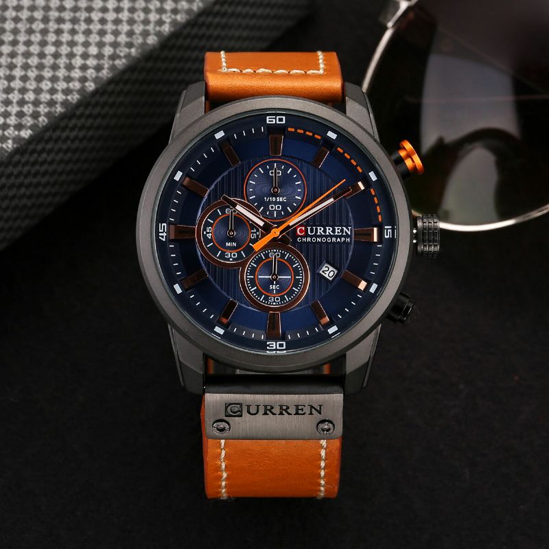 Curren 8291 Reloj De Pulsera De Cuarzo Multifunción De Estilo Casual Con Visualización De Fecha Reloj De Pulsera Para Hombre