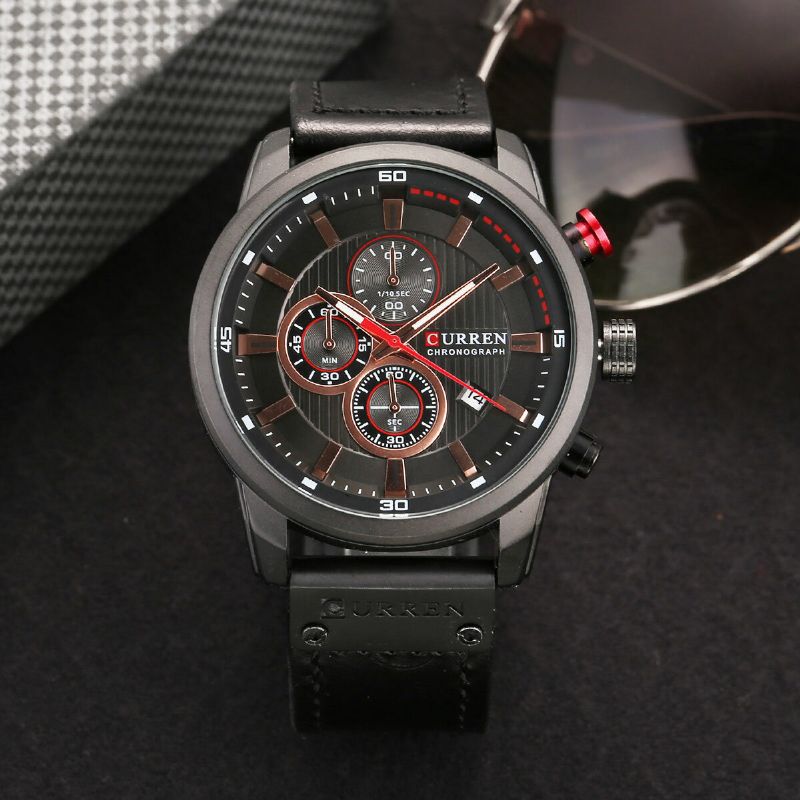 Curren 8291 Reloj De Pulsera De Cuarzo Multifunción De Estilo Casual Con Visualización De Fecha Reloj De Pulsera Para Hombre