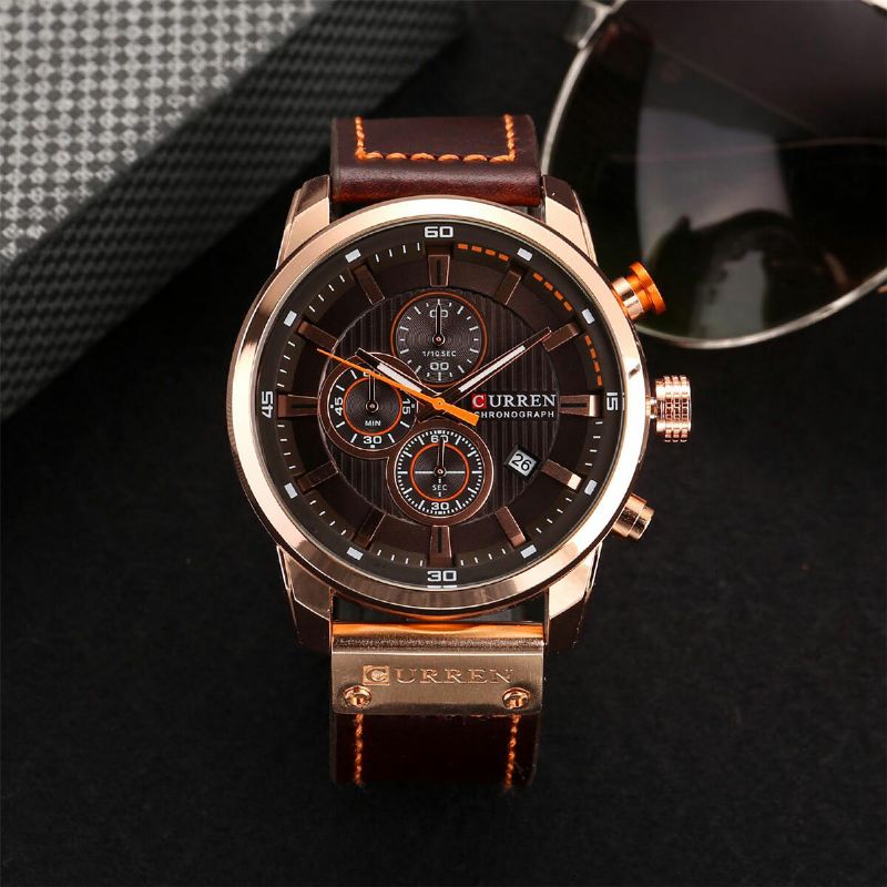 Curren 8291 Reloj De Pulsera De Cuarzo Multifunción De Estilo Casual Con Visualización De Fecha Reloj De Pulsera Para Hombre