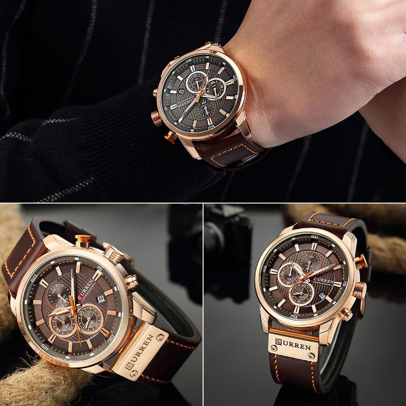 Curren 8291 Reloj De Pulsera De Cuarzo Multifunción De Estilo Casual Con Visualización De Fecha Reloj De Pulsera Para Hombre