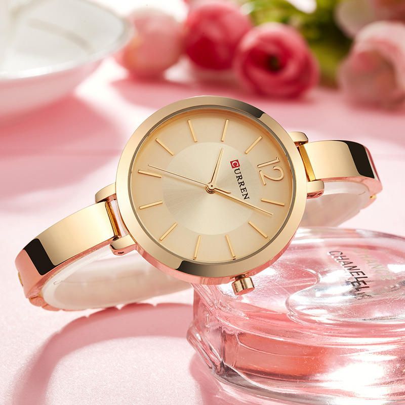 Curren 9012 Caja De Aleación Estilo Casual Reloj De Pulsera Para Mujer Regalo Reloj De Cuarzo Impermeable