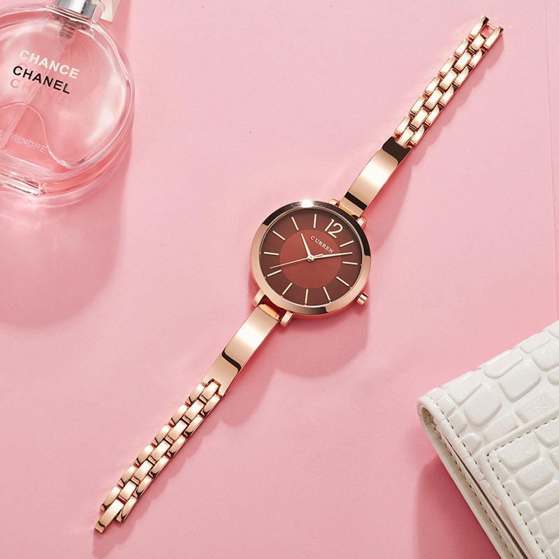 Curren 9012 Caja De Aleación Estilo Casual Reloj De Pulsera Para Mujer Regalo Reloj De Cuarzo Impermeable