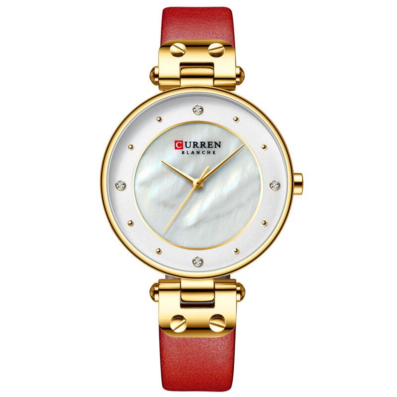 Curren 9056 Caja De Cristal De Moda Reloj De Cuarzo Con Esfera Informal Para Mujer