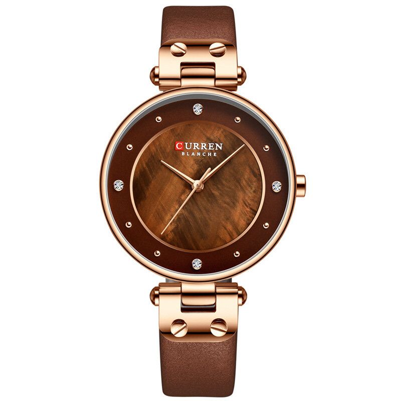 Curren 9056 Caja De Cristal De Moda Reloj De Cuarzo Con Esfera Informal Para Mujer