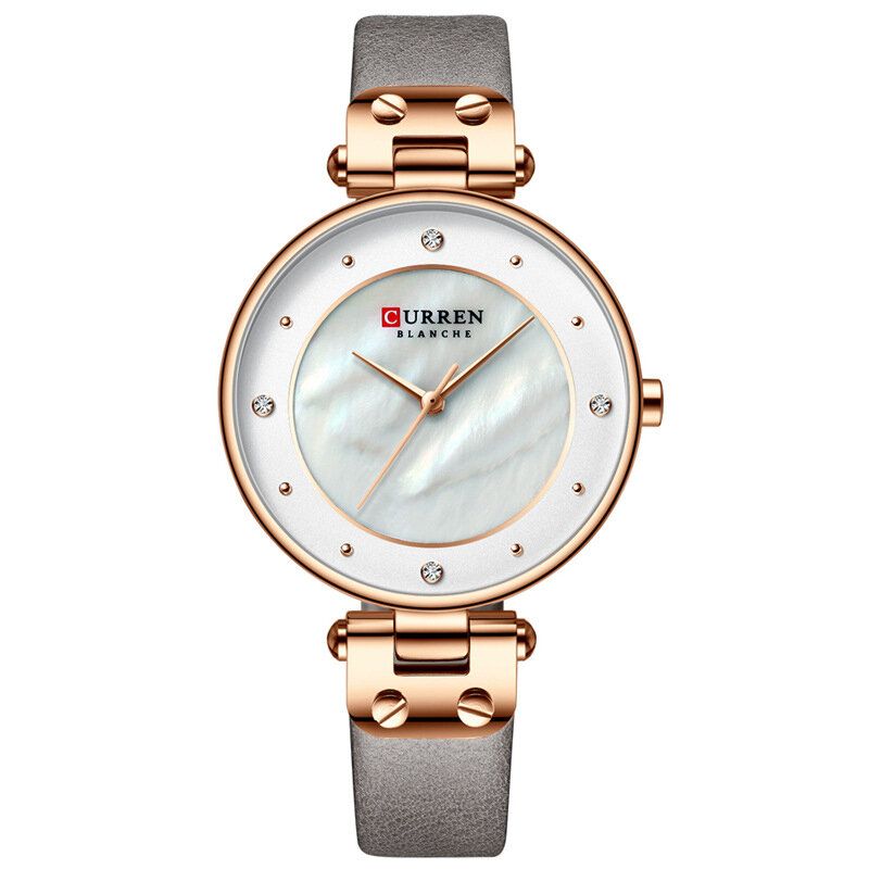 Curren 9056 Caja De Cristal De Moda Reloj De Cuarzo Con Esfera Informal Para Mujer