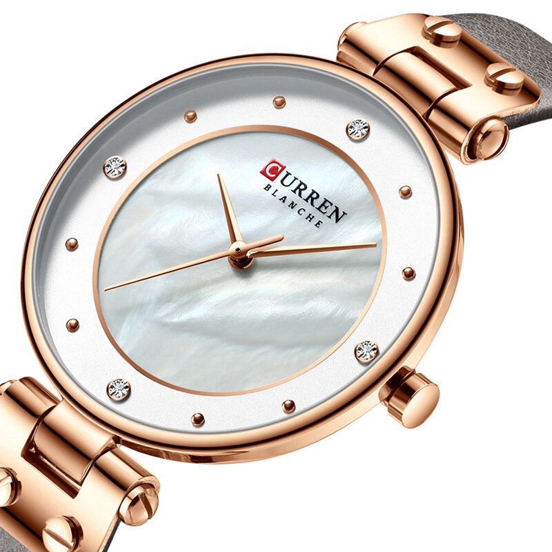 Curren 9056 Caja De Cristal De Moda Reloj De Cuarzo Con Esfera Informal Para Mujer