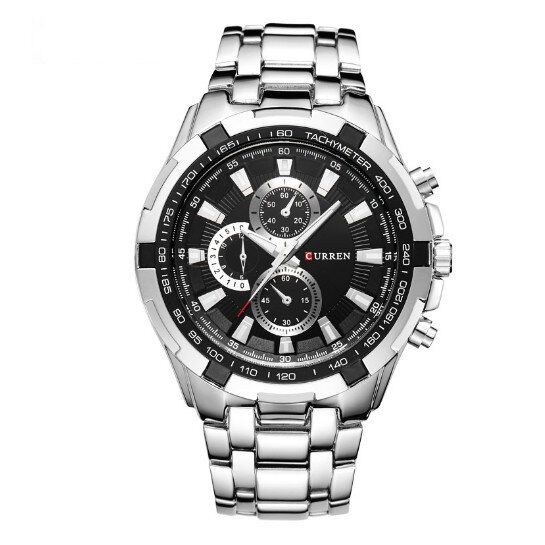 Curren Business Fashion Time Display Banda De Acero Inoxidable 3atm Reloj De Pulsera Impermeable Para Hombre Reloj De Cuarzo