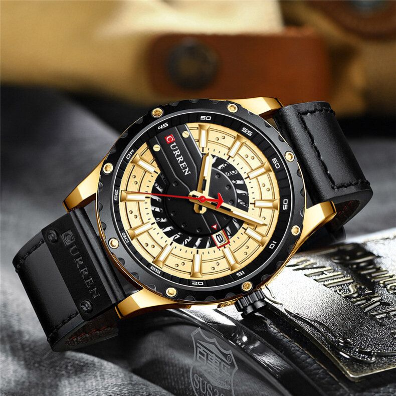 Curren Negocio Informal Con Esfera De Calendario Correa De Cuero Pu 3atm Reloj De Pulsera De Cuarzo Impermeable Para Hombre