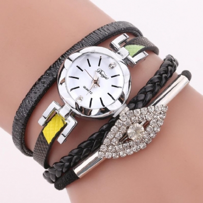 D256 Reloj De Pulsera De Estilo Retro Para Mujer Reloj De Cuarzo Con Correa De Cuero De Regalo De Diamantes