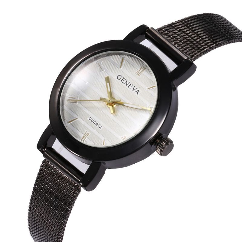 Deffrun 377 Simple Escala Romana Malla Correa De Acero Moda Mujer Reloj Reloj De Cuarzo