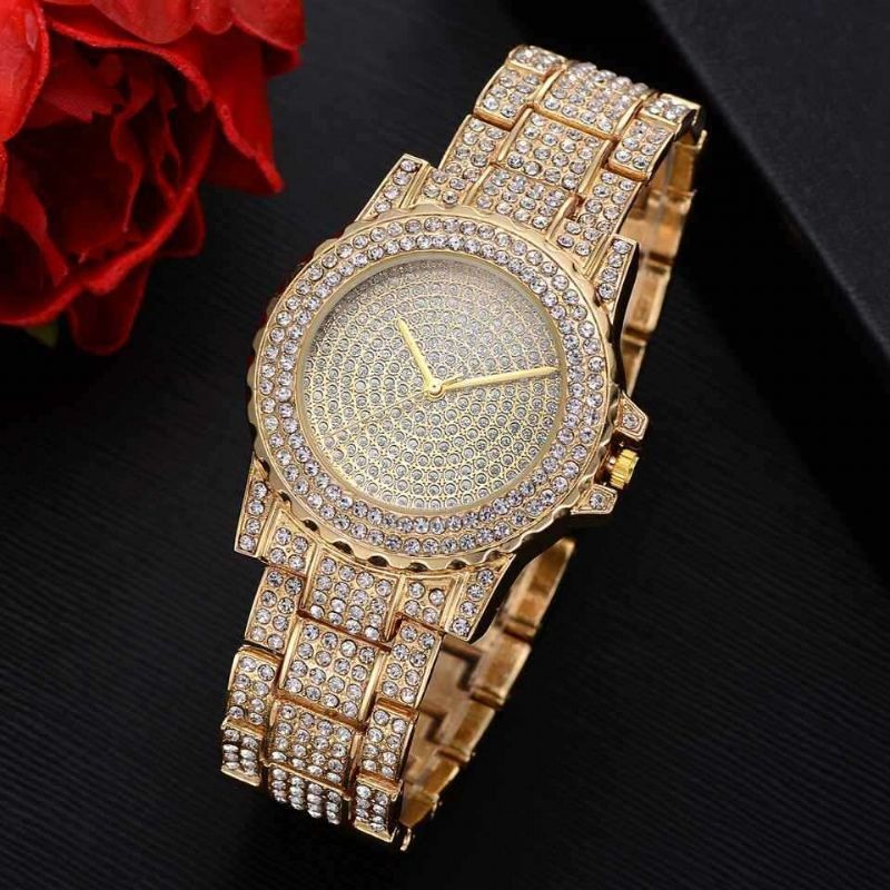 Deffrun 4 Piezas Conjunto De Reloj Para Mujer Reloj Redondo De Diamantes Completo Pulsera De Perlas Pendientes Collar Kit De Regalo