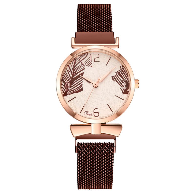 Deffrun A0507 Reloj De Pulsera Ultradelgado De Estilo Casual Para Mujer Reloj De Pulsera Con Patrón De Árbol Dial De Aleación De Oro Rosa Reloj De Cuarzo