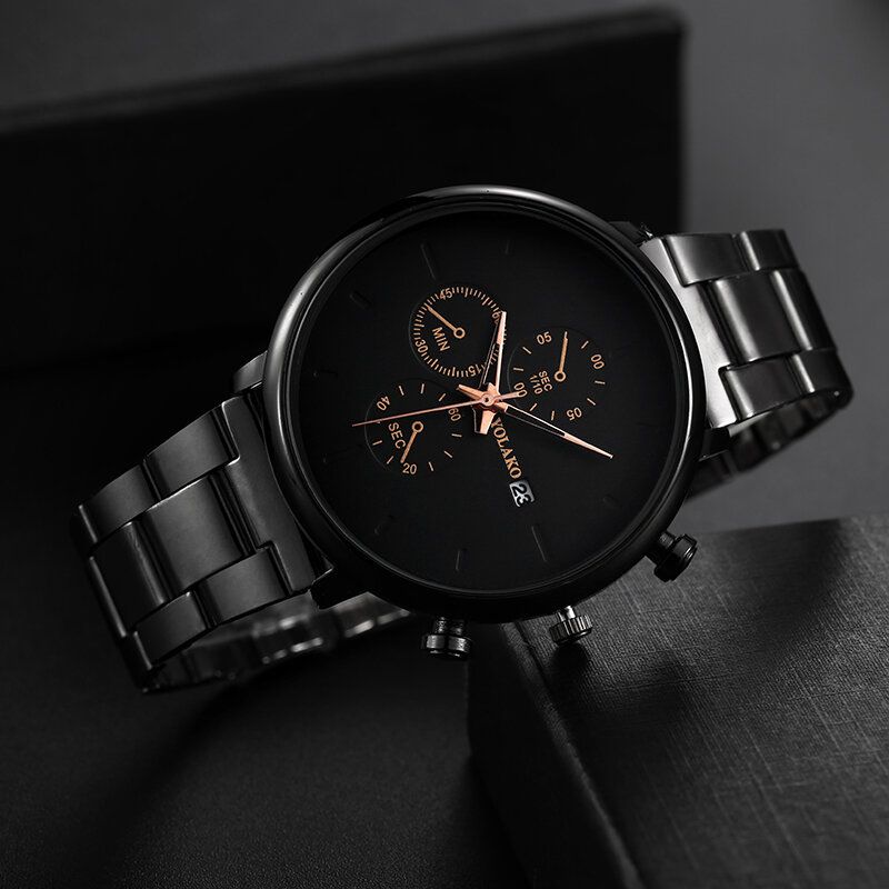 Deffrun A0546 Reloj De Pulsera De Estilo Casual Para Hombre Reloj De Cuarzo Con Calendario De Acero Completo