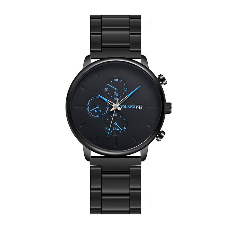 Deffrun A0546 Reloj De Pulsera De Estilo Casual Para Hombre Reloj De Cuarzo Con Calendario De Acero Completo