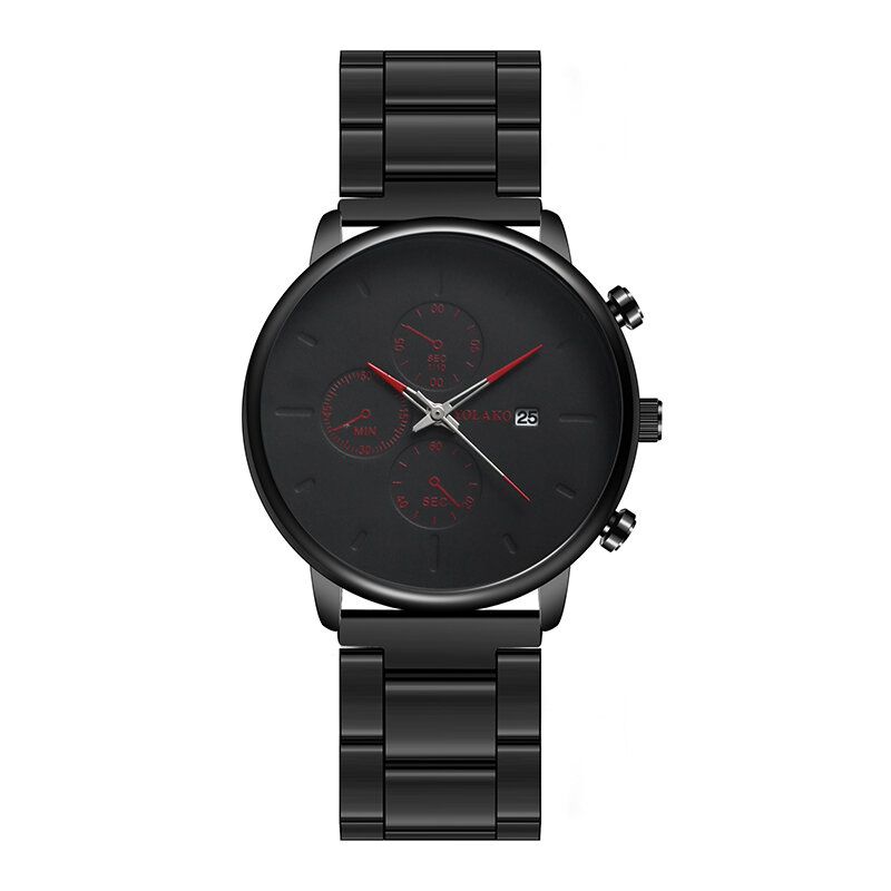 Deffrun A0546 Reloj De Pulsera De Estilo Casual Para Hombre Reloj De Cuarzo Con Calendario De Acero Completo