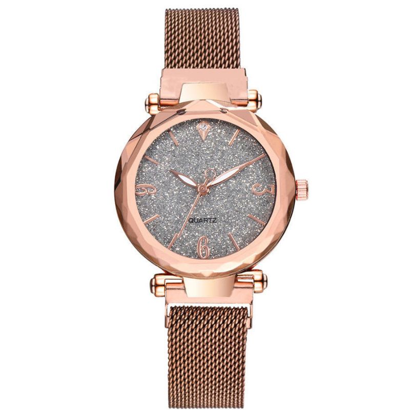 Deffrun A312 Diseño Simple Milanese Mesh Steel Star Decoración Moda Mujer Reloj Reloj De Cuarzo