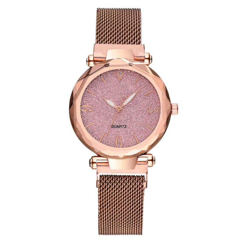 Deffrun A312 Diseño Simple Milanese Mesh Steel Star Decoración Moda Mujer Reloj Reloj De Cuarzo