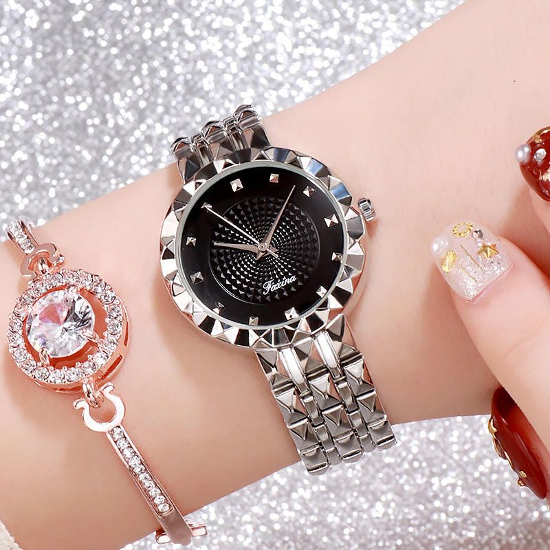 Deffrun Caja De Acero Completa Estilo Casual Reloj De Pulsera Para Mujer Reloj Relojes De Cuarzo