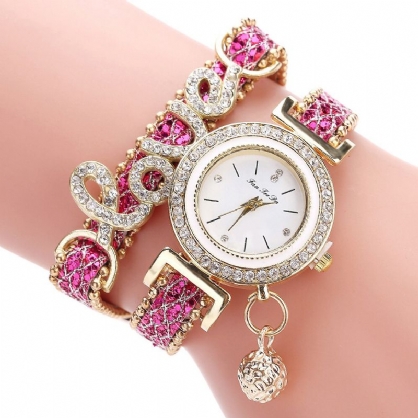 Deffrun Colgante Mujer Pulsera Reloj Cristal Estilo De Moda Reloj De Cuarzo De Aleación Completa