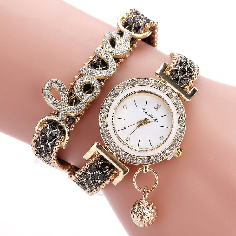 Deffrun Colgante Mujer Pulsera Reloj Cristal Estilo De Moda Reloj De Cuarzo De Aleación Completa