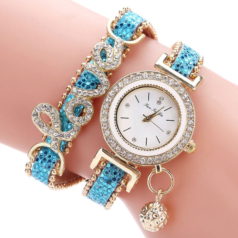 Deffrun Colgante Mujer Pulsera Reloj Cristal Estilo De Moda Reloj De Cuarzo De Aleación Completa