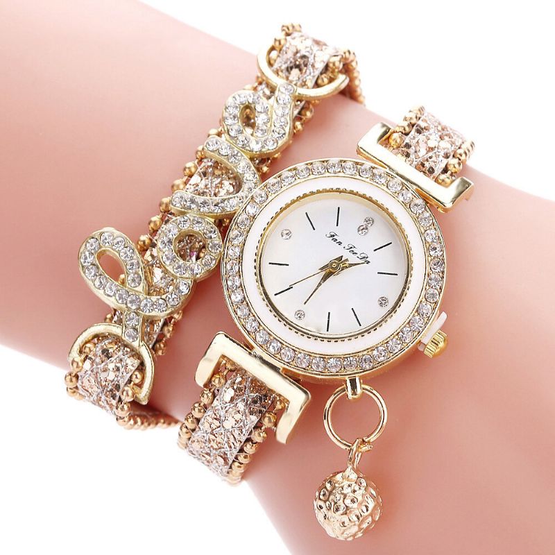 Deffrun Colgante Mujer Pulsera Reloj Cristal Estilo De Moda Reloj De Cuarzo De Aleación Completa