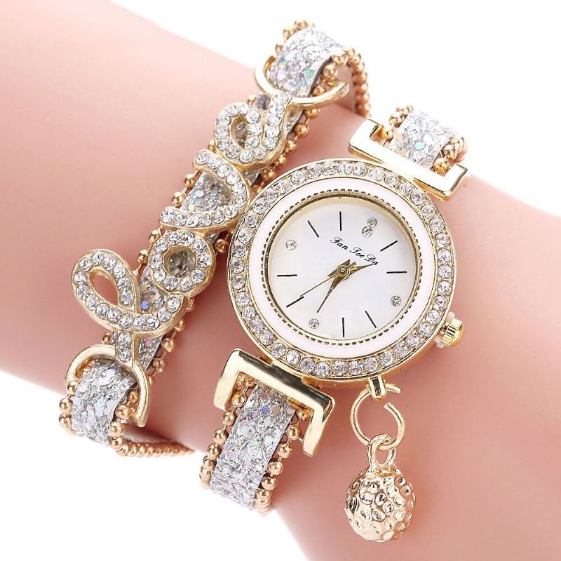 Deffrun Colgante Mujer Pulsera Reloj Cristal Estilo De Moda Reloj De Cuarzo De Aleación Completa