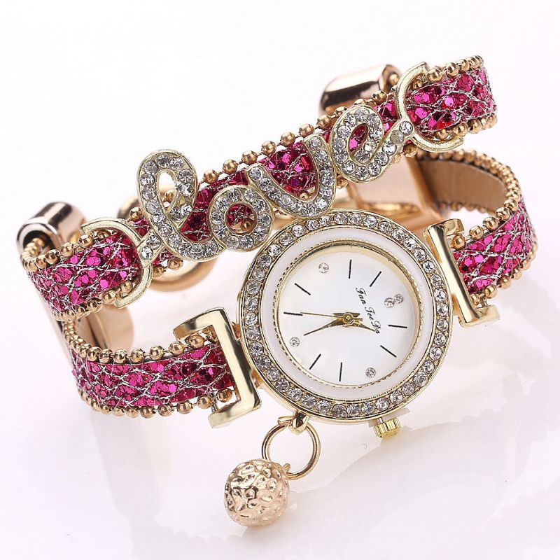 Deffrun Colgante Mujer Pulsera Reloj Cristal Estilo De Moda Reloj De Cuarzo De Aleación Completa