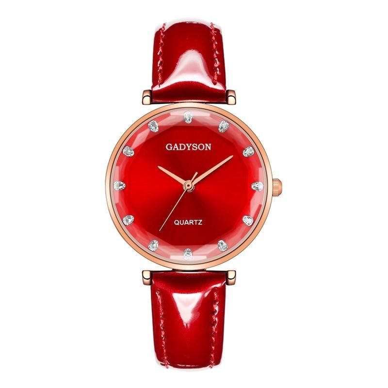 Deffrun Crystal Casual Style Mujer Reloj De Pulsera Correa De Cuero Regalo Relojes De Cuarzo