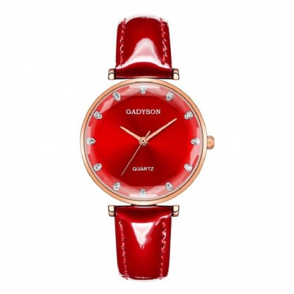 Deffrun Crystal Casual Style Mujer Reloj De Pulsera Correa De Cuero Regalo Relojes De Cuarzo