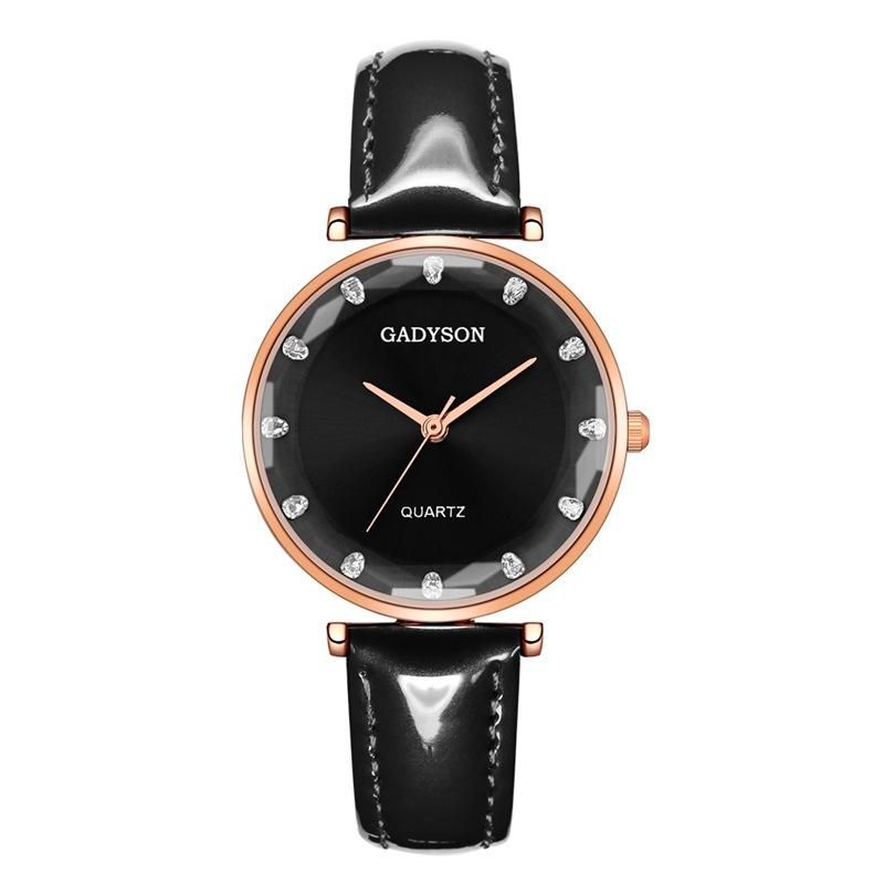 Deffrun Crystal Casual Style Mujer Reloj De Pulsera Correa De Cuero Regalo Relojes De Cuarzo