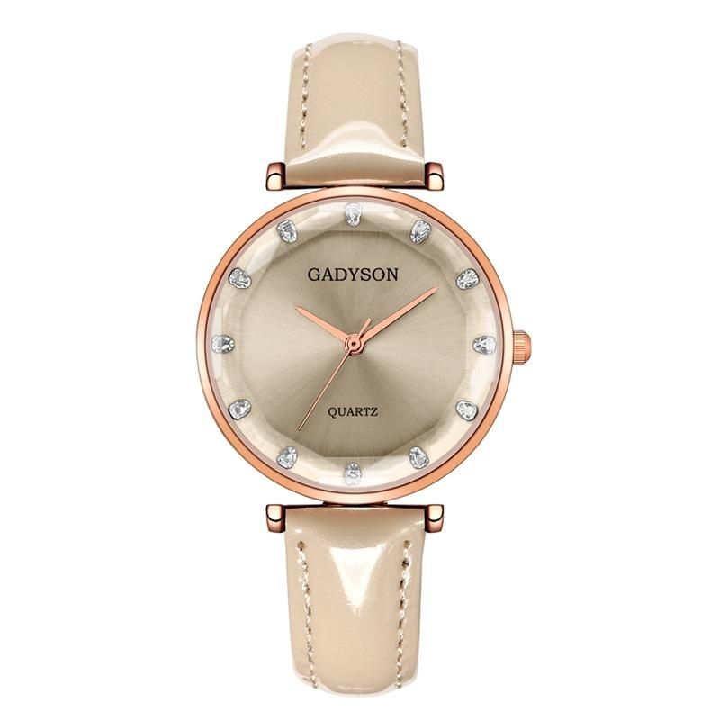 Deffrun Crystal Casual Style Mujer Reloj De Pulsera Correa De Cuero Regalo Relojes De Cuarzo