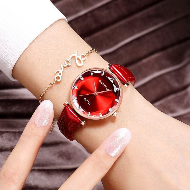 Deffrun Crystal Casual Style Mujer Reloj De Pulsera Correa De Cuero Regalo Relojes De Cuarzo