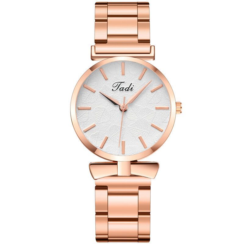 Deffrun Diseño Elegante Sin Dial Numérico Reloj De Pulsera Informal Para Mujer Caja De Oro Rosa Reloj De Cuarzo De Aleación Completa