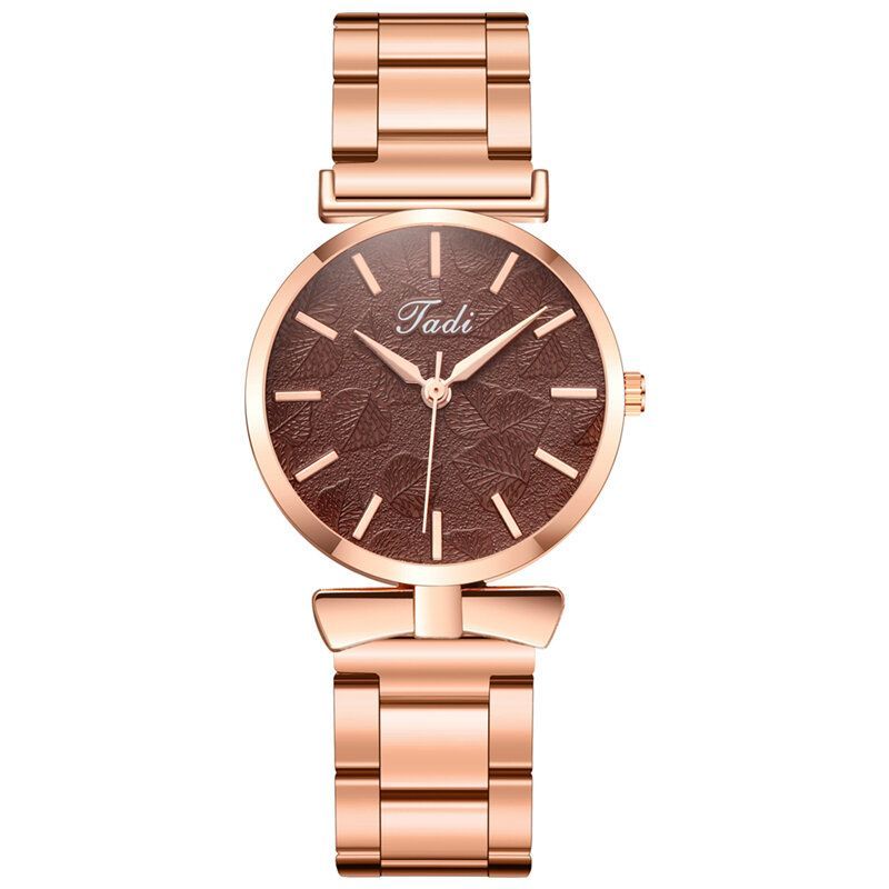 Deffrun Diseño Elegante Sin Dial Numérico Reloj De Pulsera Informal Para Mujer Caja De Oro Rosa Reloj De Cuarzo De Aleación Completa