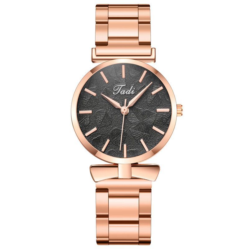 Deffrun Diseño Elegante Sin Dial Numérico Reloj De Pulsera Informal Para Mujer Caja De Oro Rosa Reloj De Cuarzo De Aleación Completa