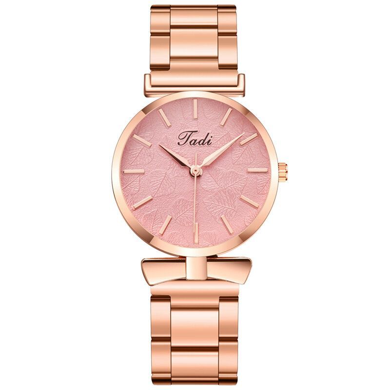 Deffrun Diseño Elegante Sin Dial Numérico Reloj De Pulsera Informal Para Mujer Caja De Oro Rosa Reloj De Cuarzo De Aleación Completa