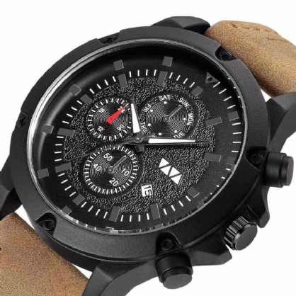 Deffrun Estilo Casual Banda De Cuero Reloj De Pulsera Para Hombre Reloj De Cuarzo Con Visualización De Fecha