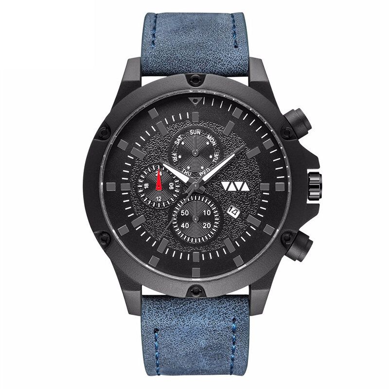 Deffrun Estilo Casual Banda De Cuero Reloj De Pulsera Para Hombre Reloj De Cuarzo Con Visualización De Fecha