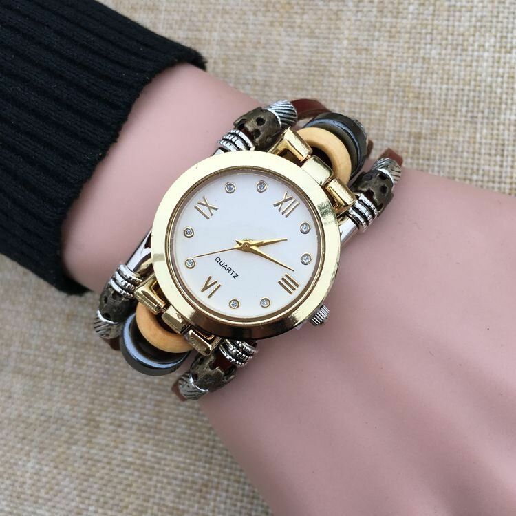 Deffrun Estilo Casual Reloj De Pulsera Multicapa Para Hombre Números Romanos Reloj De Cuarzo Con Esfera De Aleación