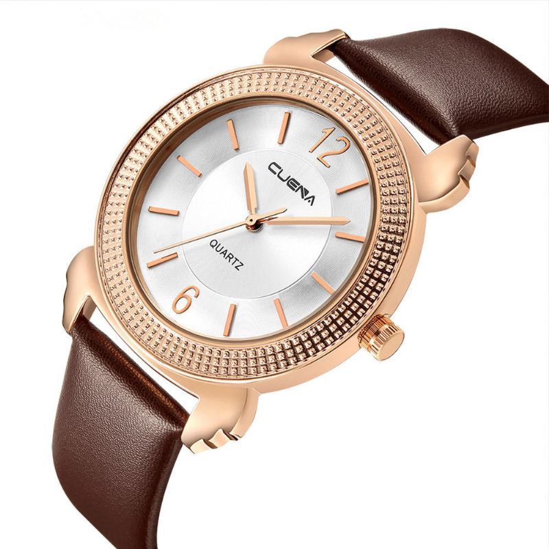 Deffrun Estilo Casual Reloj De Pulsera Para Mujer Correa De Cuero Reloj De Cuarzo Impermeable