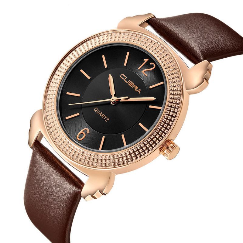 Deffrun Estilo Casual Reloj De Pulsera Para Mujer Correa De Cuero Reloj De Cuarzo Impermeable