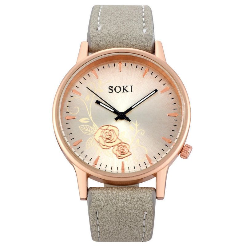 Deffrun Estilo Casual Reloj De Pulsera Para Mujer Reloj De Cuero Banda Reloj De Cuarzo