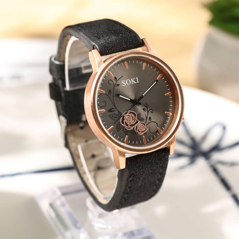 Deffrun Estilo Casual Reloj De Pulsera Para Mujer Reloj De Cuero Banda Reloj De Cuarzo