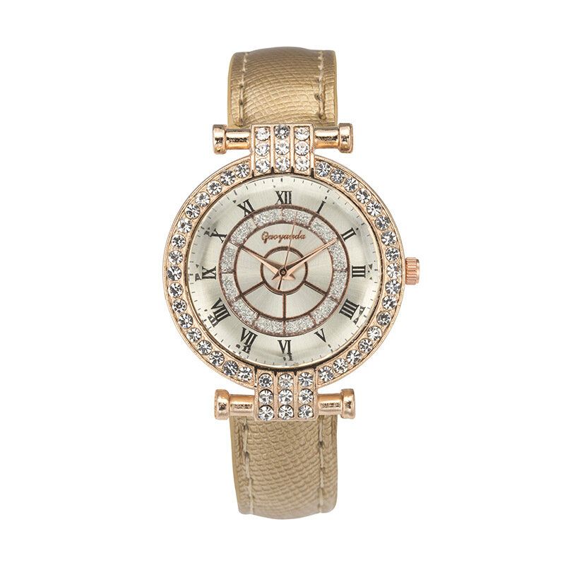 Deffrun Leather Band Reloj De Pulsera Para Mujer Reloj De Cuarzo De Cristal De Estilo Casual